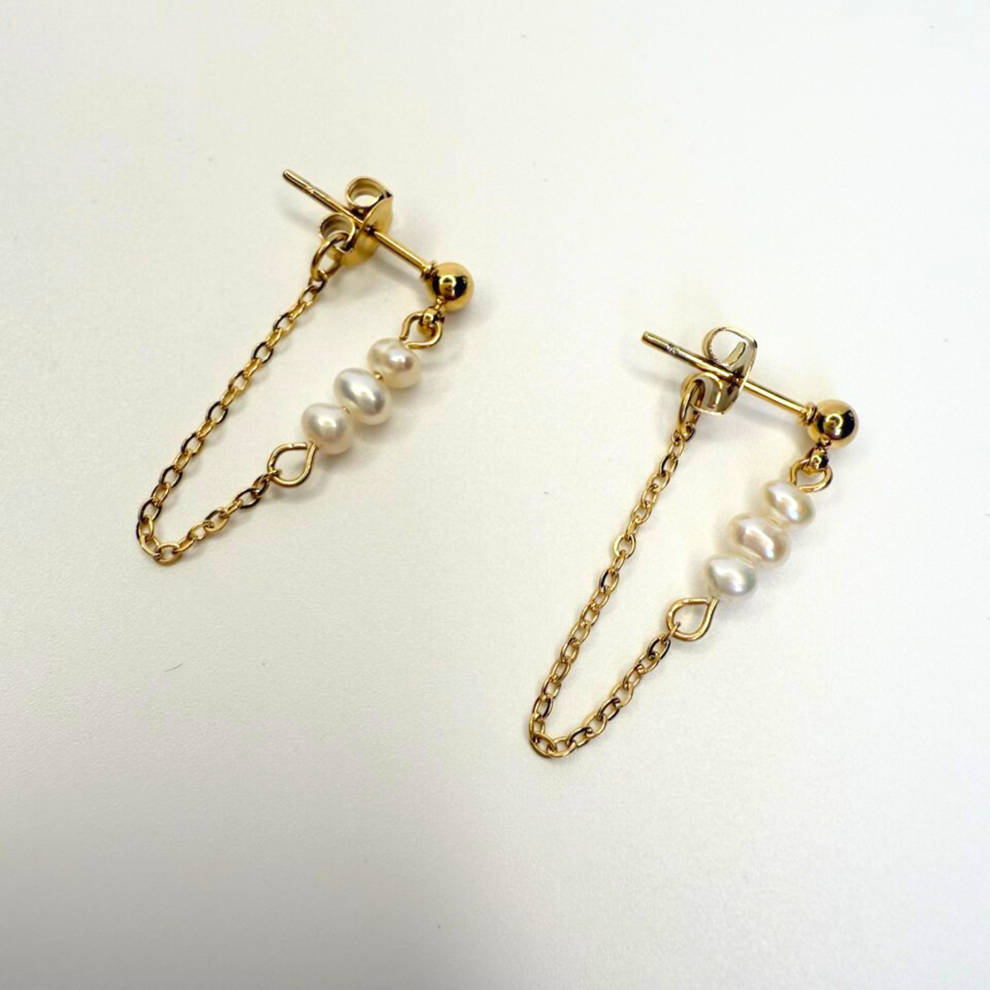 Pearl Chain Drop Studs