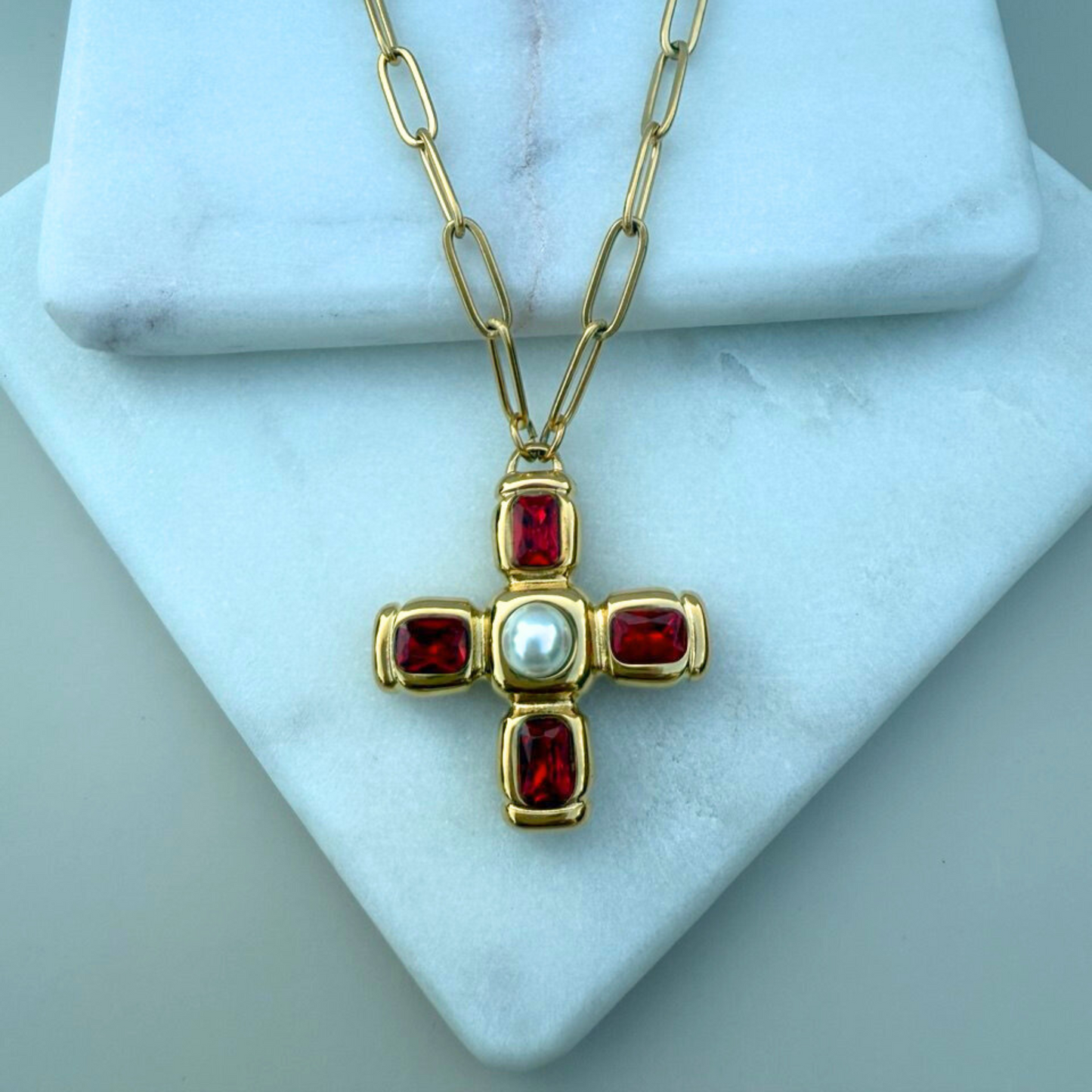 Crimson Cross Necklace