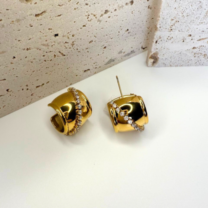 Diamond Barrel Earrings