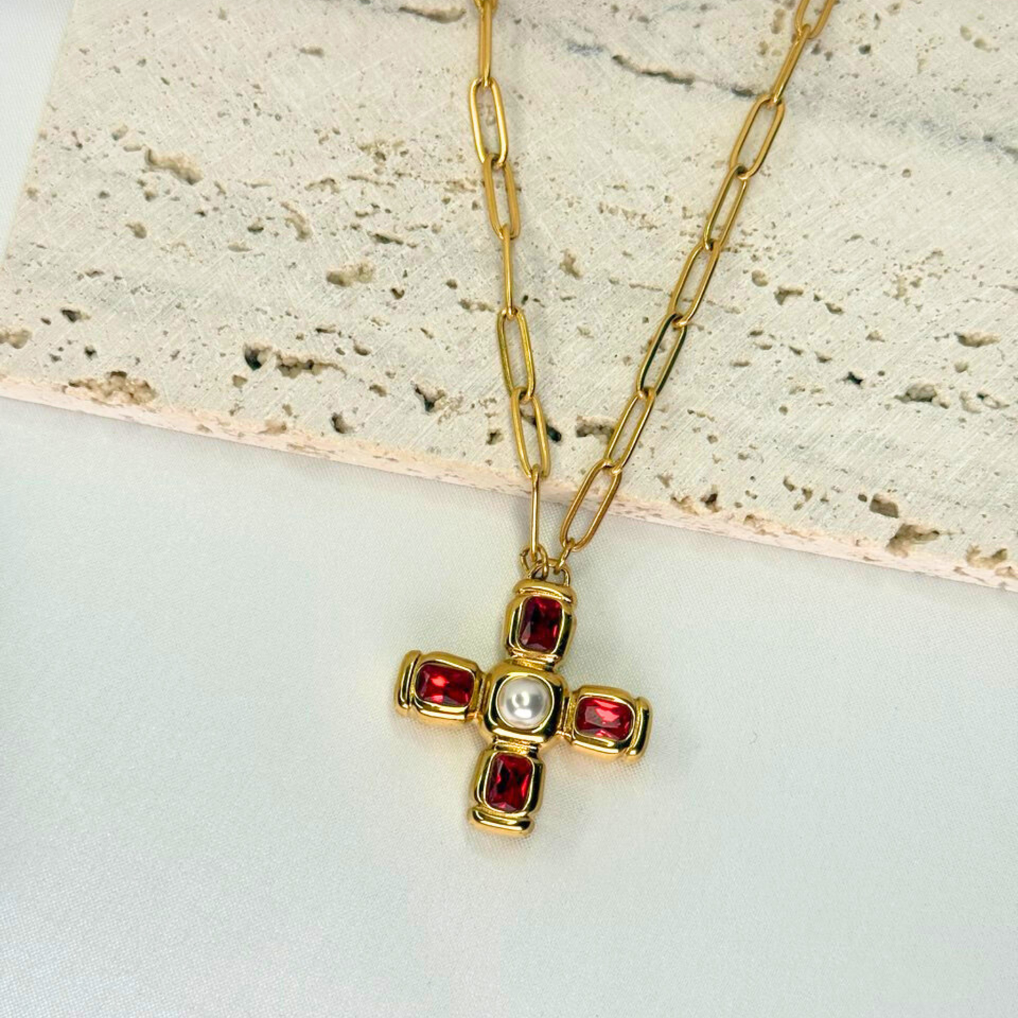 Crimson Cross Necklace
