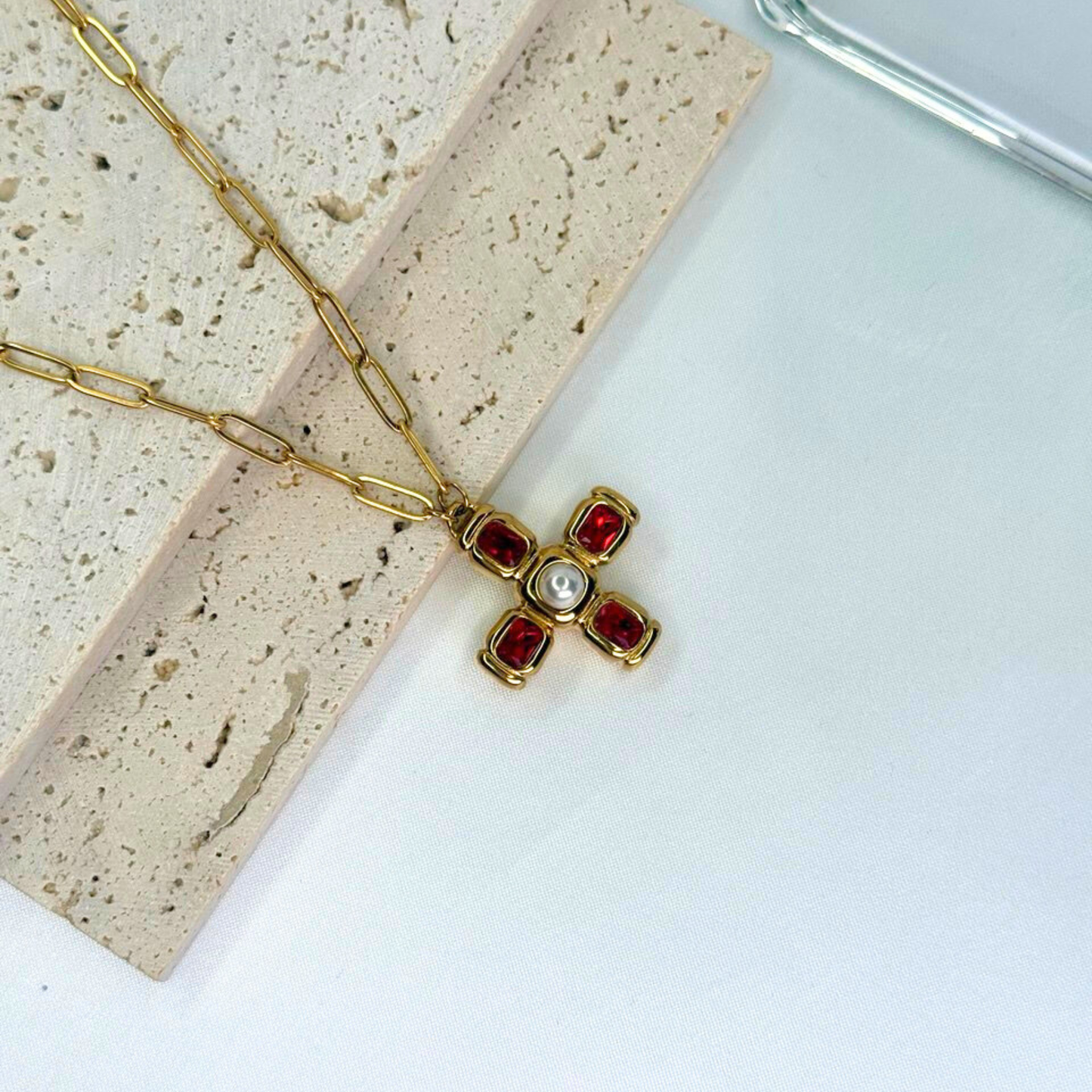 Crimson Cross Necklace