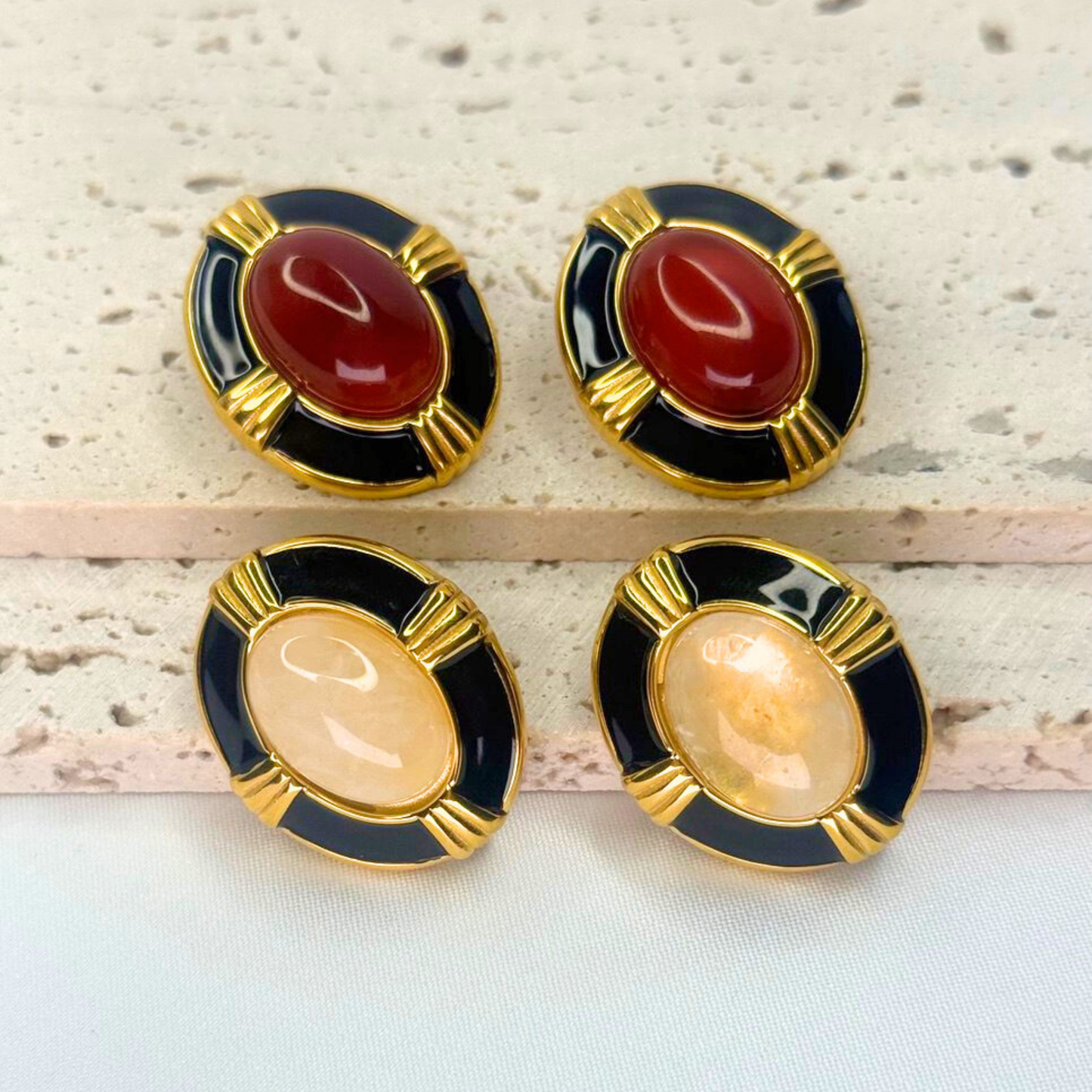 Monochrome Cameo Studs