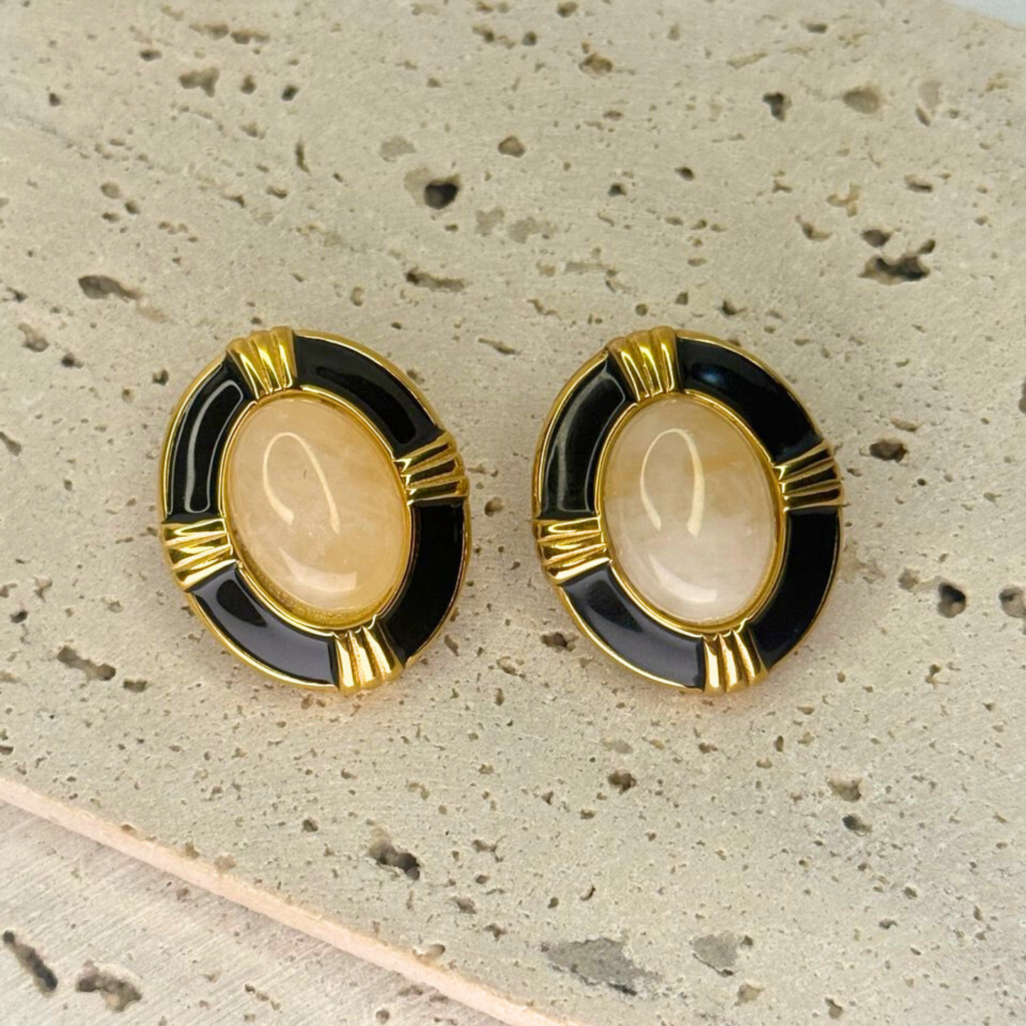 Monochrome Cameo Studs