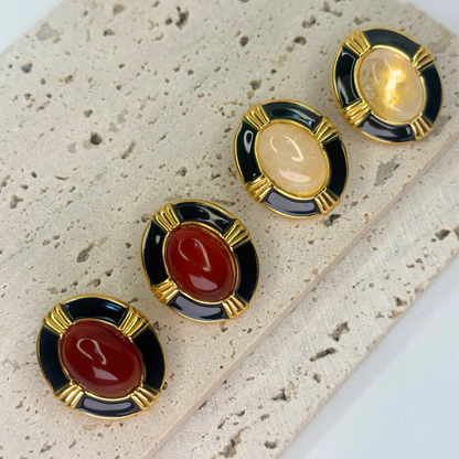 Monochrome Cameo Studs