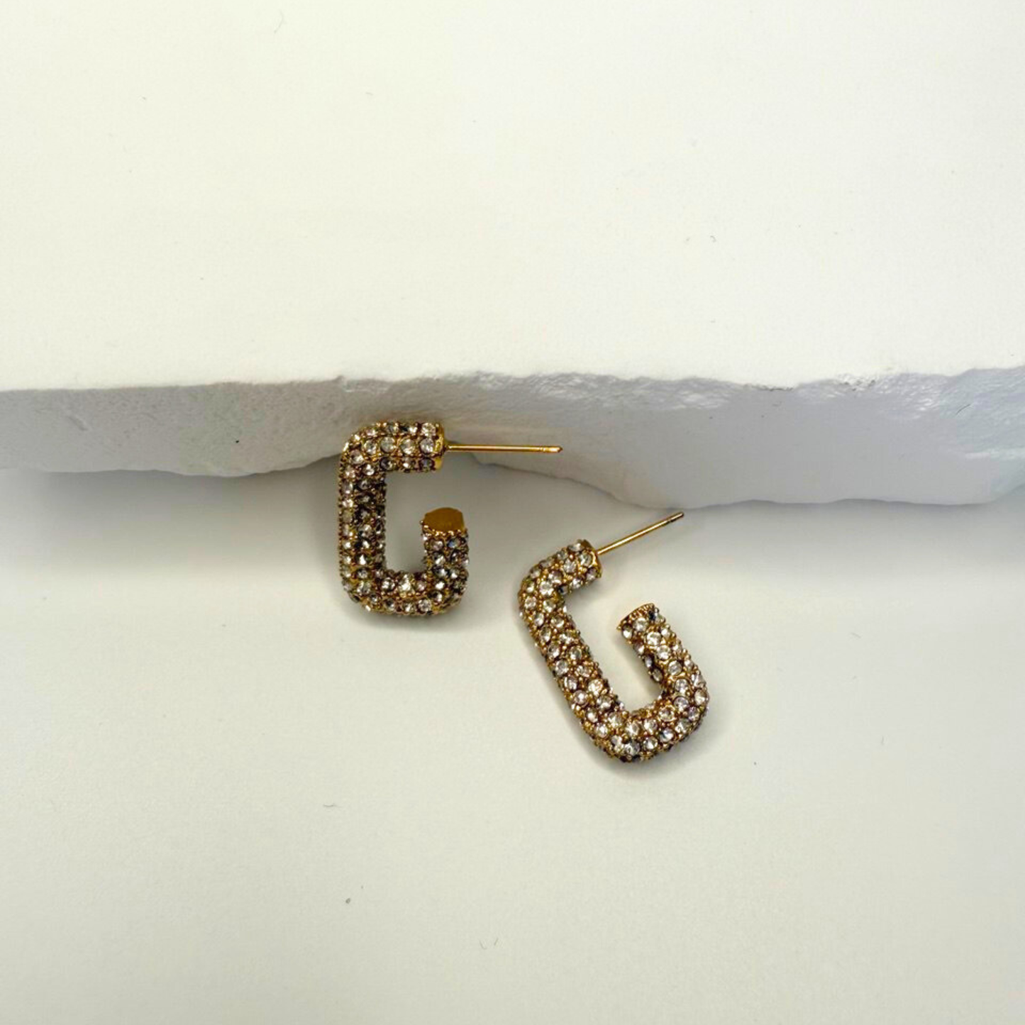 Pave Rectangle Hoops