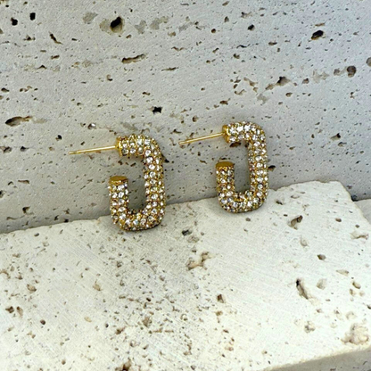 Pave Rectangle Hoops