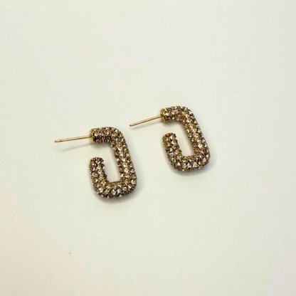 Pave Rectangle Hoops