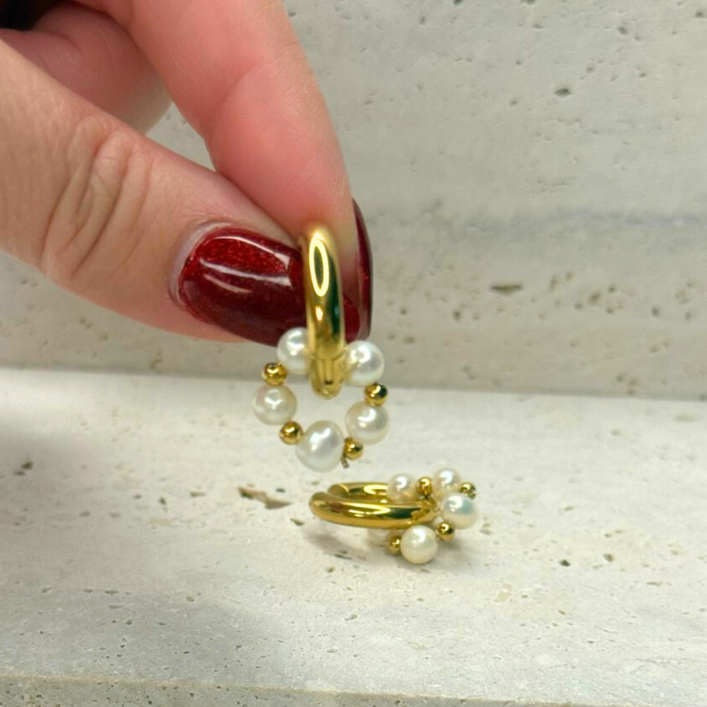 The Elara Pearl Hoops