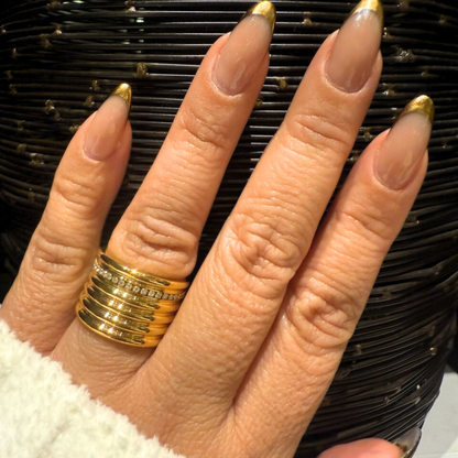 Gold Stacked Rib Band