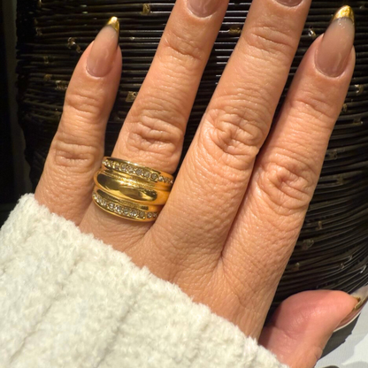Gilded Pave Groove Ring