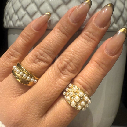 Golden Pearl Stream Ring