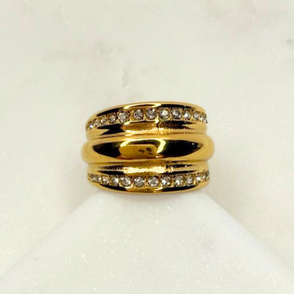 Gilded Pave Groove Ring
