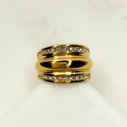 Gilded Pave Groove Ring