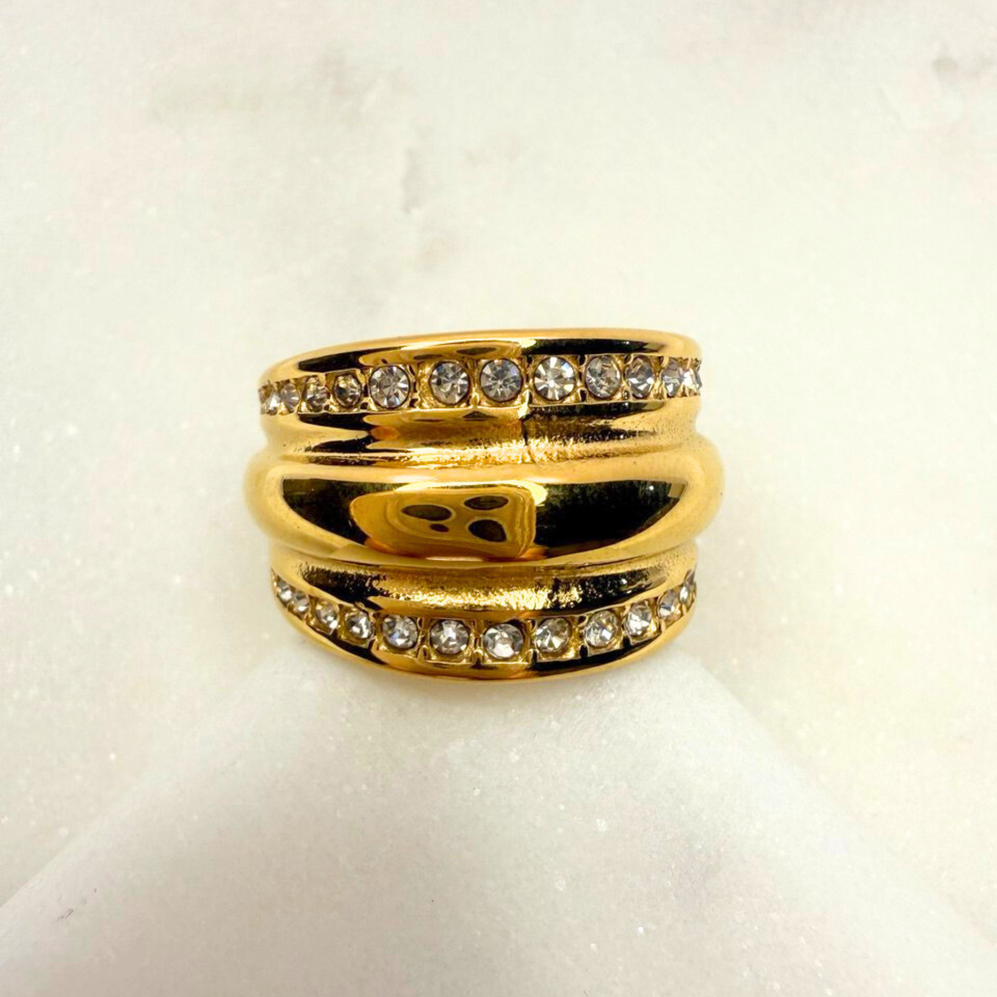Gilded Pave Groove Ring