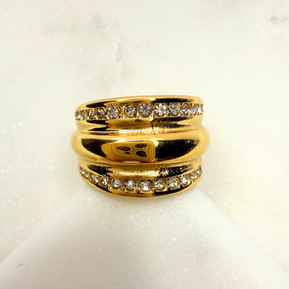 Gilded Pave Groove Ring