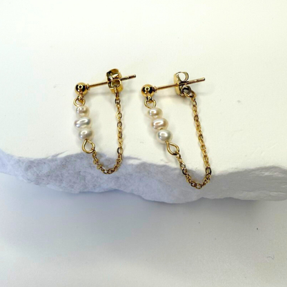Pearl Chain Drop Studs