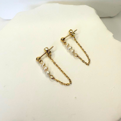 Pearl Chain Drop Studs