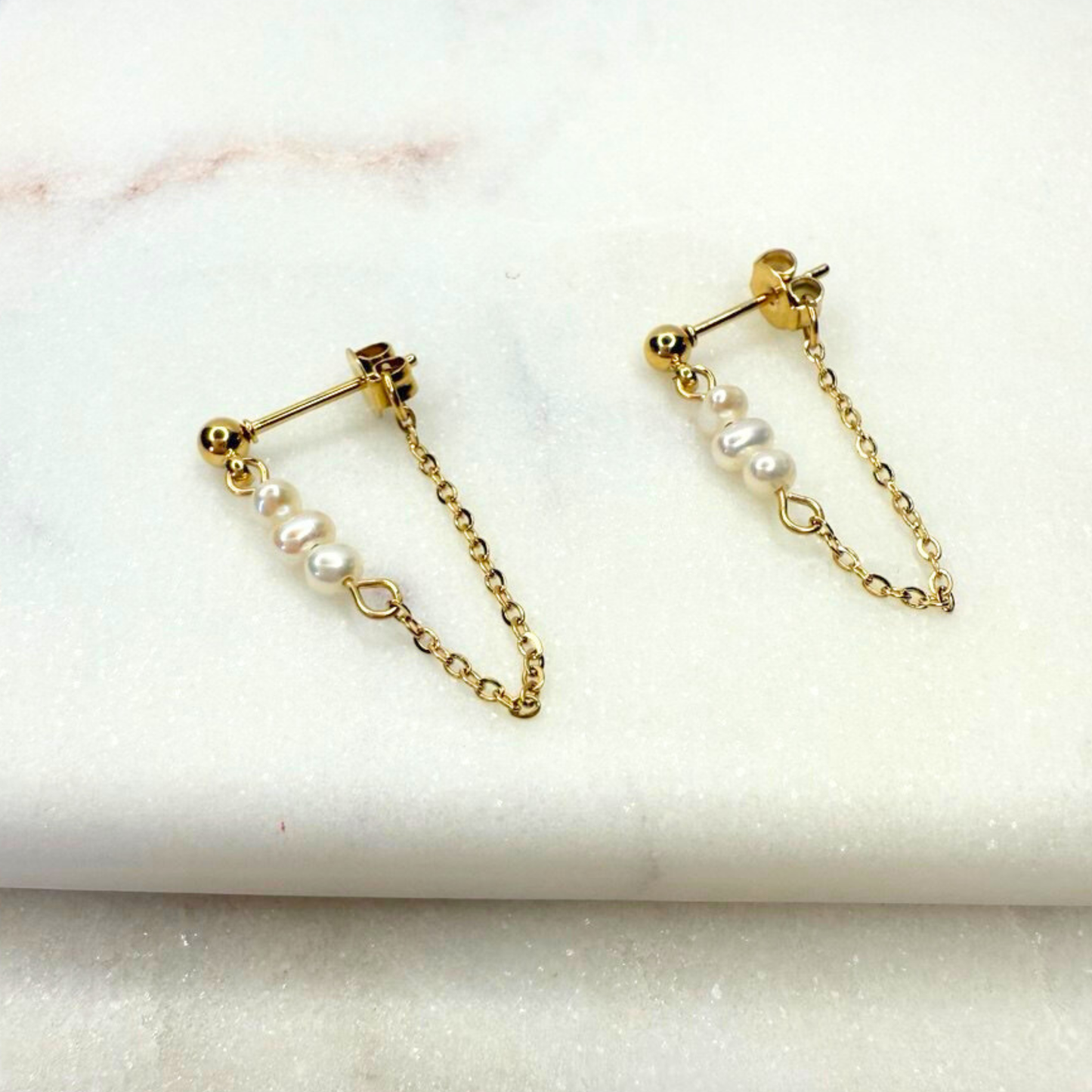 Pearl Chain Drop Studs