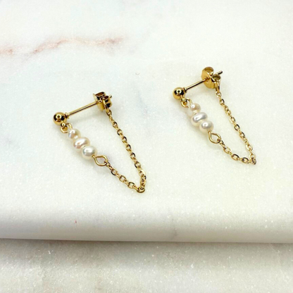 Pearl Chain Drop Studs