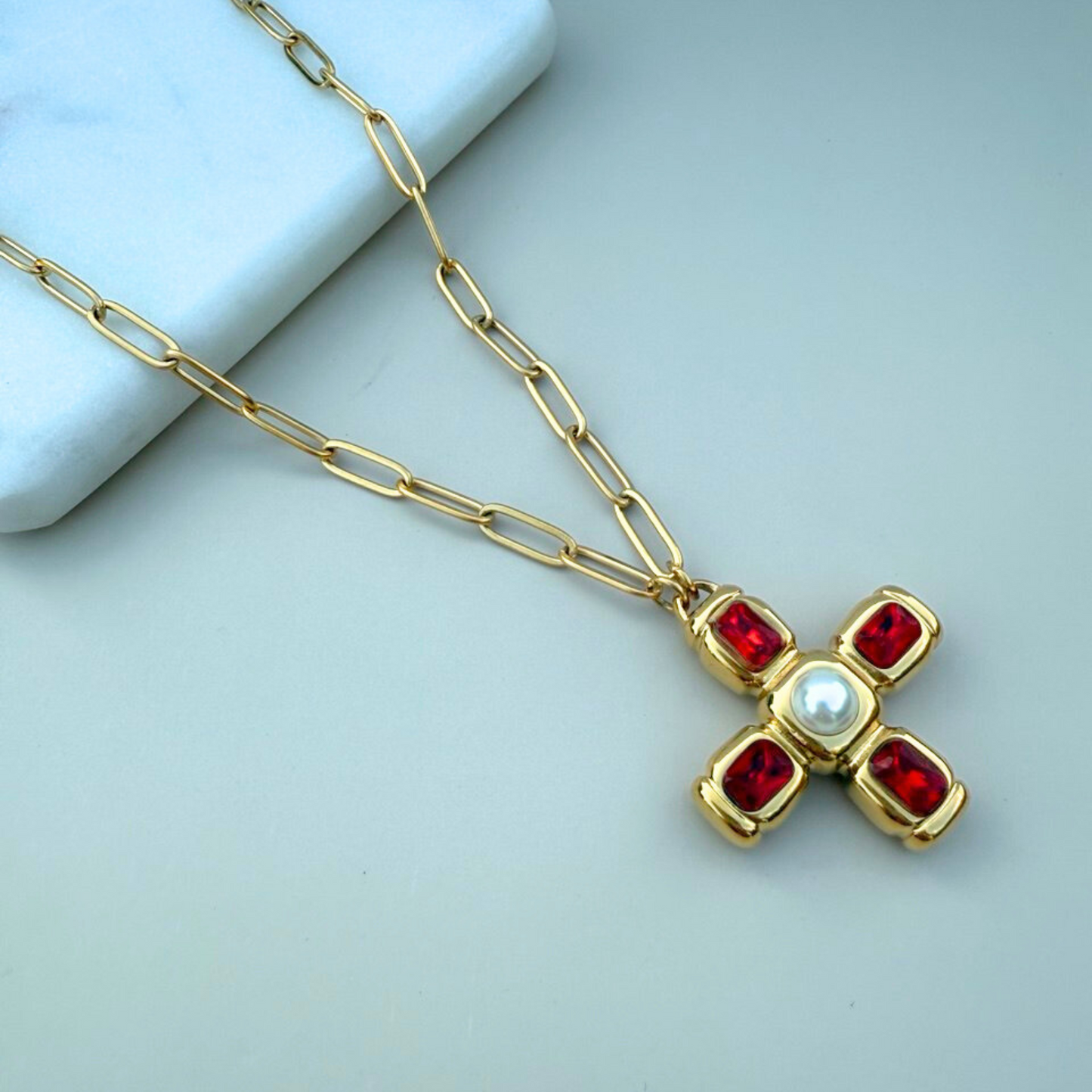 Crimson Cross Necklace