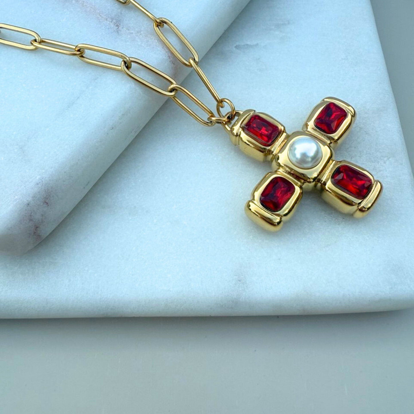 Crimson Cross Necklace