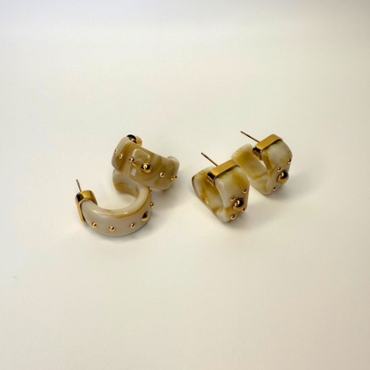 Marbled Studded Resin Hoops