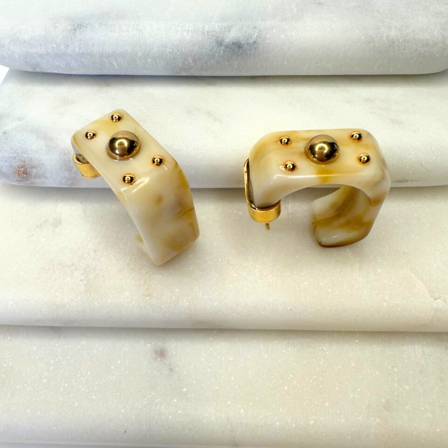 Marbled Studded Resin Hoops