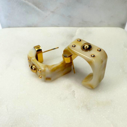 Marbled Studded Resin Hoops