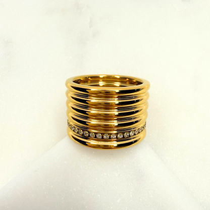 Gold Stacked Rib Band
