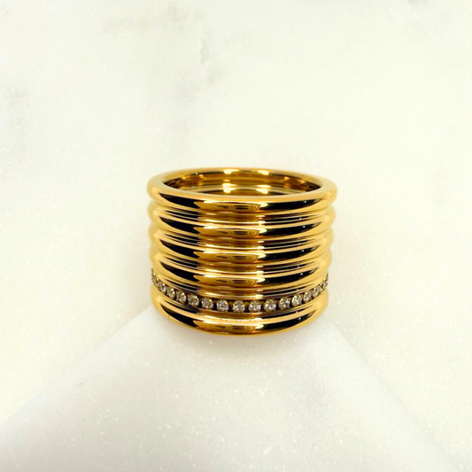 Gold Stacked Rib Band